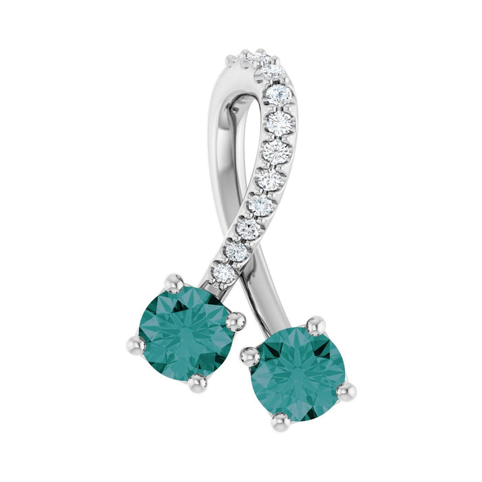 Two-Stone Lab-Grown Alexandrite Pendant in 14K White Gold