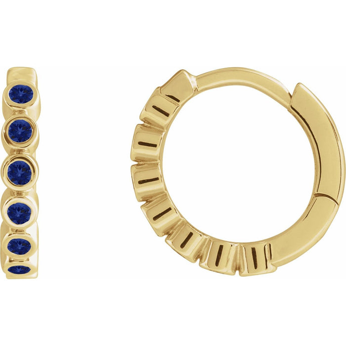 lab-grown blue sapphire hoop earrings in sterling silver in 14k Yellow Gold