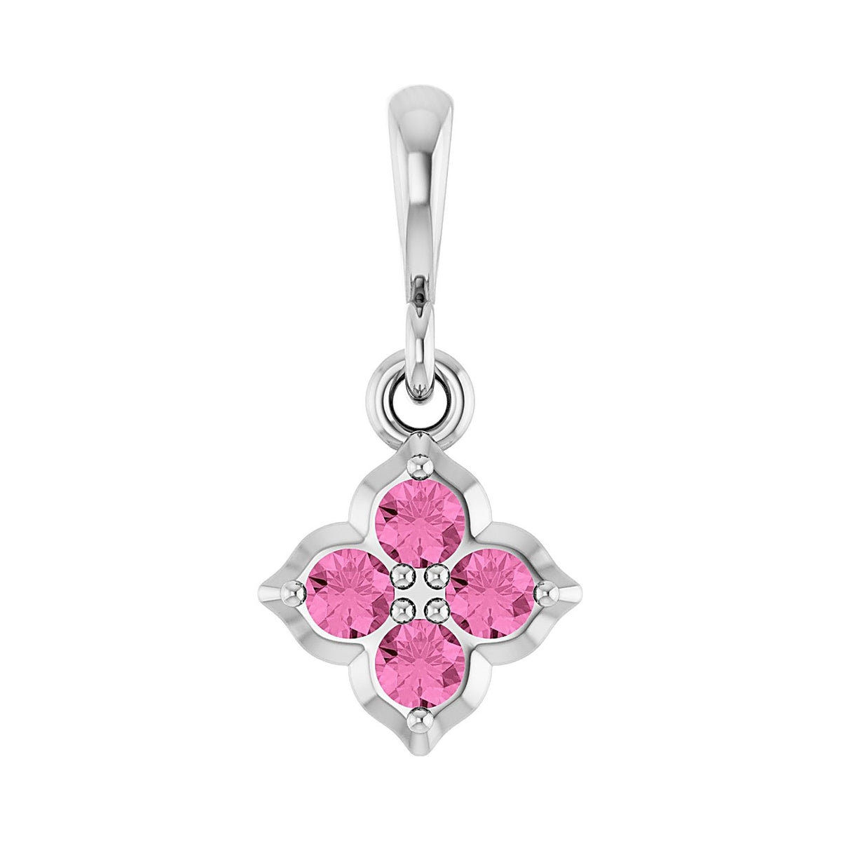 Lab-Grown Pink Sapphire Cluster Pendant in 14K White Gold