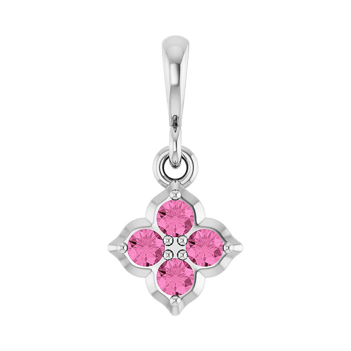 Lab-Grown Pink Sapphire Cluster Pendant in 14K White Gold