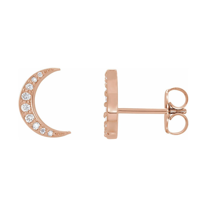 14K Rose Gold Lab-Grown Diamond Crescent Moon Earrings (1/10 ct tw)
