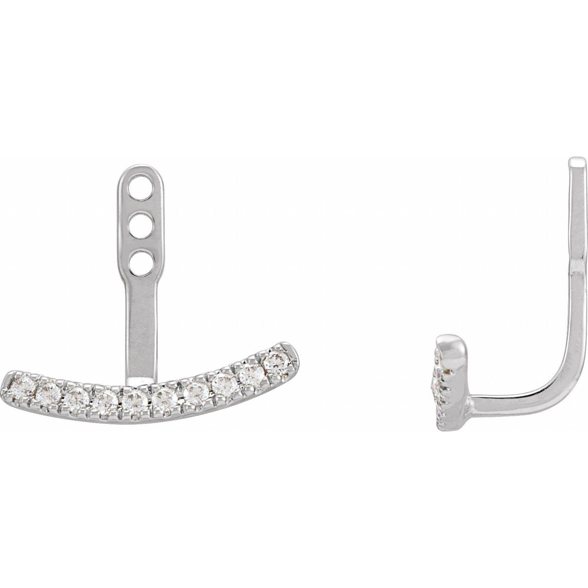 Lab-Grown Diamond Curved Bar Earring Jackets (1/5 ctw) in 14k white gold