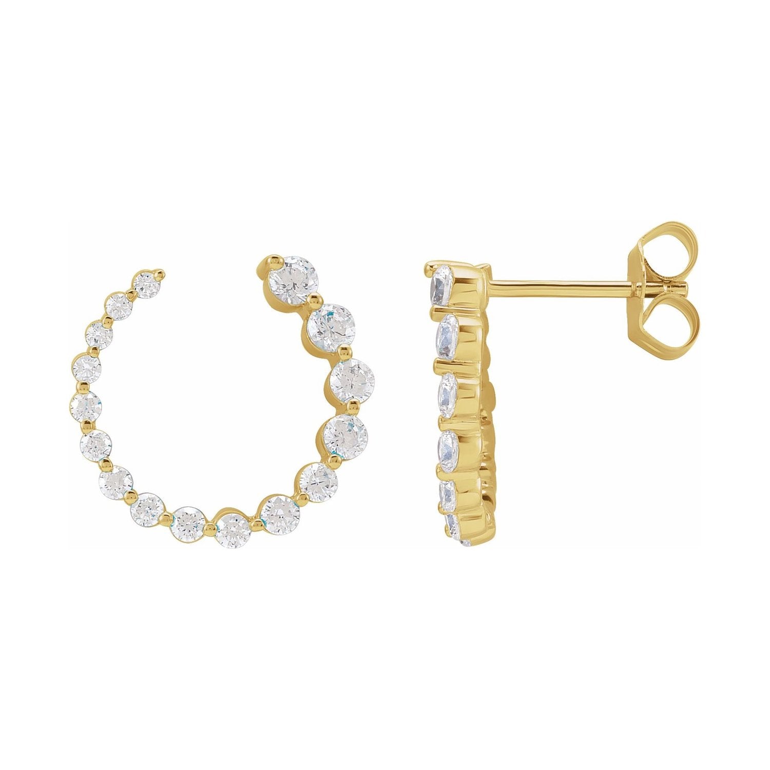 14K Yellow Gold Lab-Grown Diamond Front-Back Drop Earrings (7/8 ct tw)
