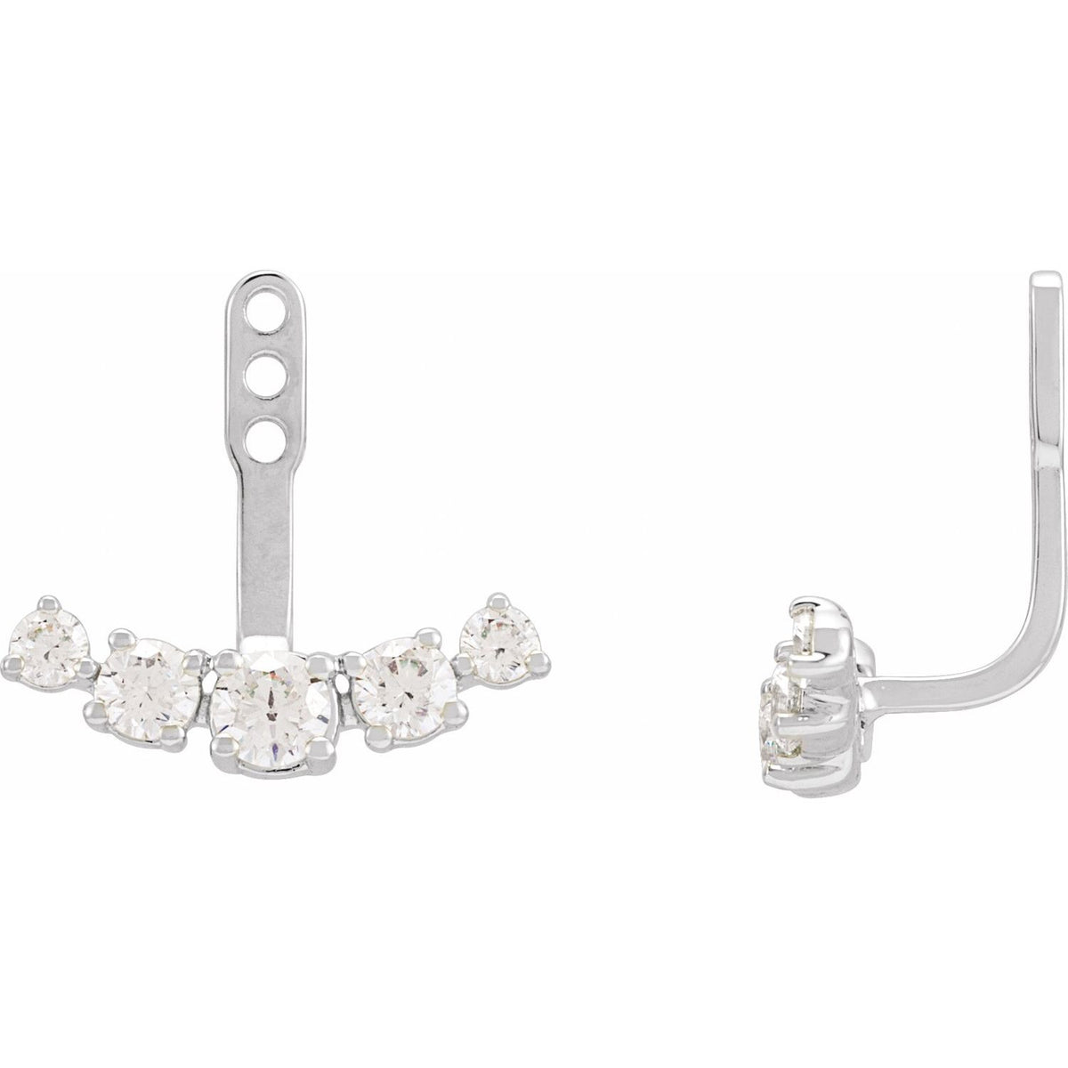 Lab-Grown Diamond Graduated Earring Jackets (1 ctw) in 14k white gold