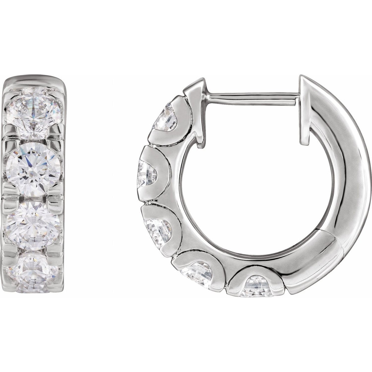 Lab-Grown Diamond Hinged Hoop Earrings (1 7/8 ctw) in 14k white gold