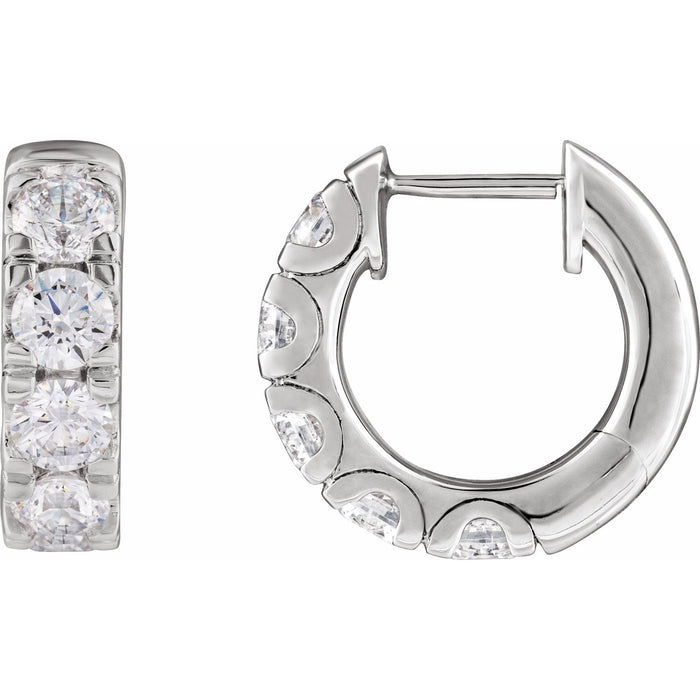 Lab-Grown Diamond Hinged Hoop Earrings (1 7/8 ctw) in 14K White Gold