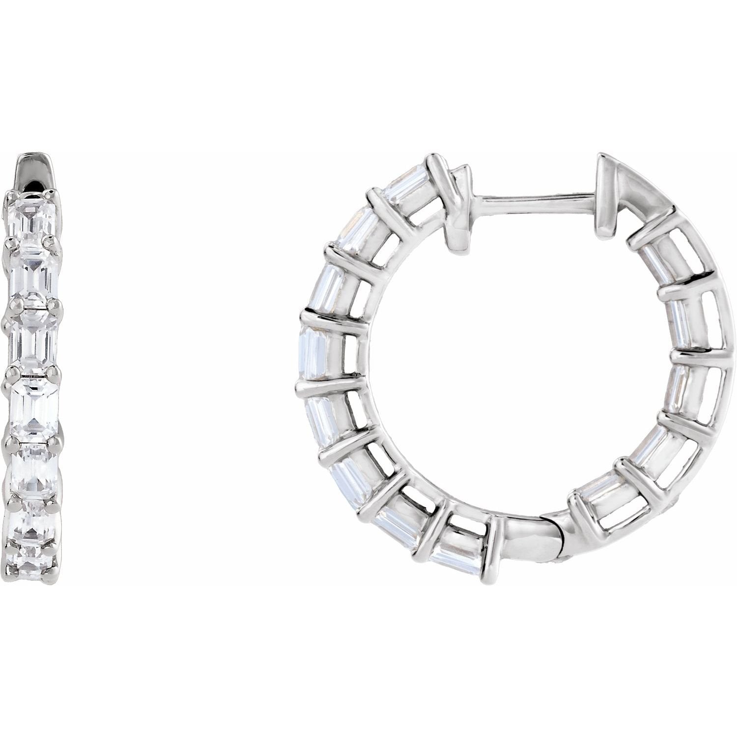 lab-grown diamond hoop earrings in 14k White Gold