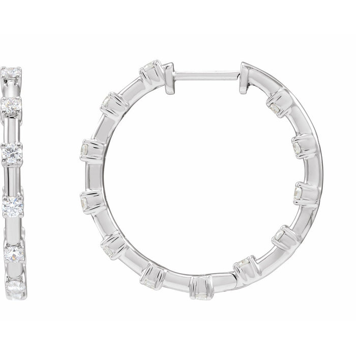 Lab-Grown Diamond Inside-Outside Hoop Earrings in 14K White Gold
