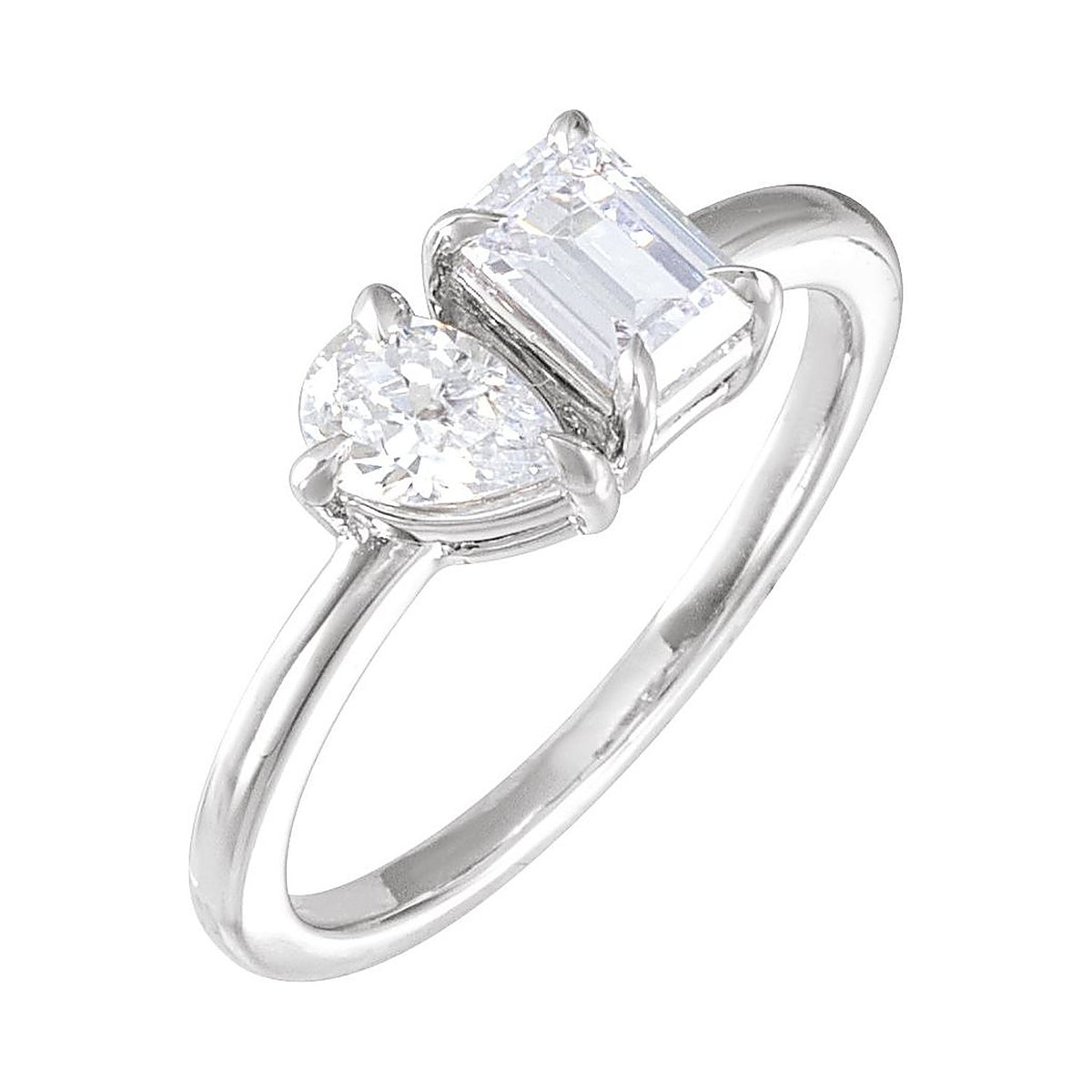 Lab-Grown Diamond toi et moi two-stone ring in 14K White Gold