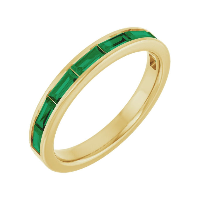 lab-grown emerald baguette band in 14k Yellow Gold