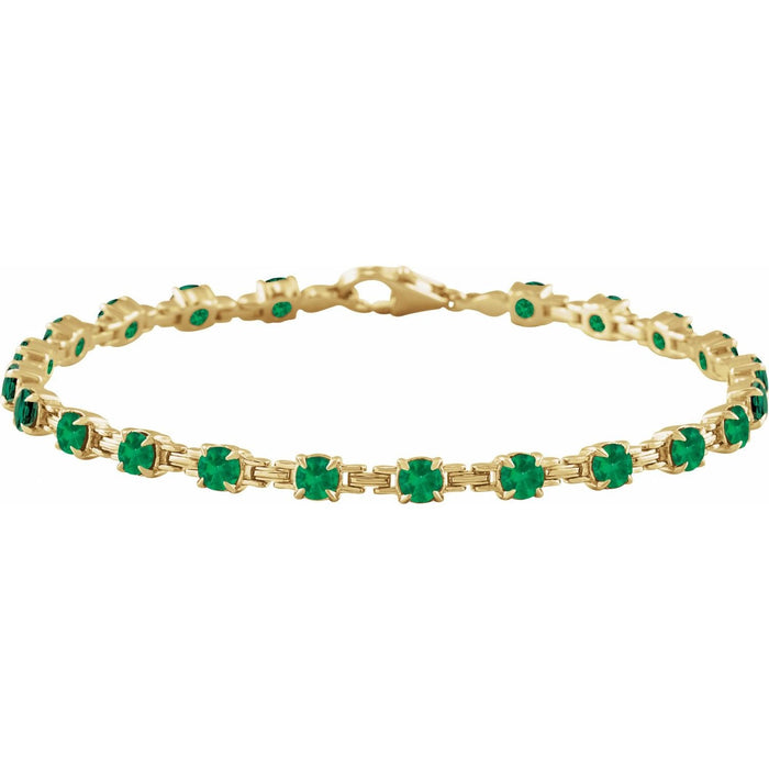 lab-grown emerald tennis bracelet in 14k Yellow Gold