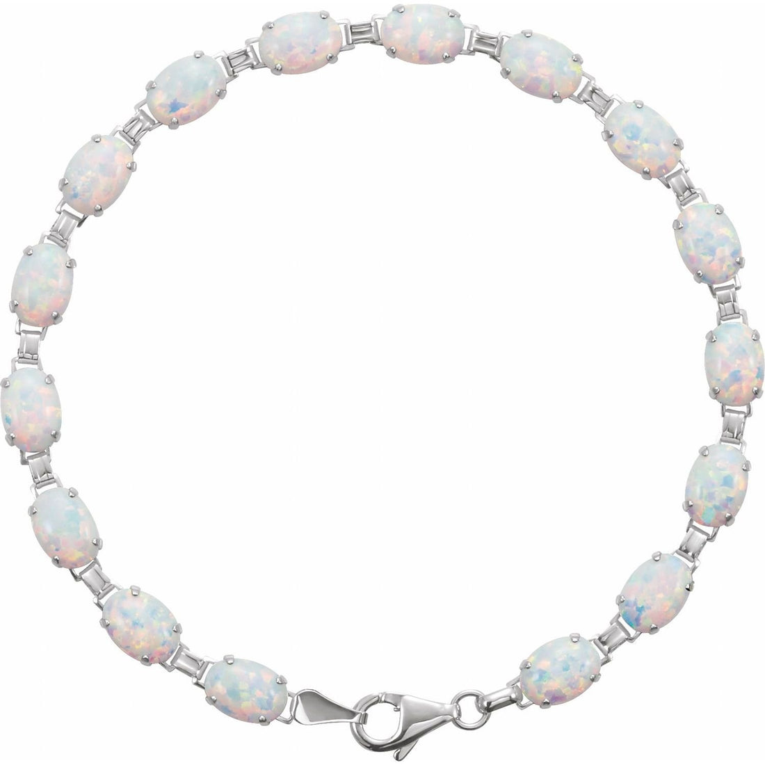 lab-grown opal tennis bracelet in 14k White Gold