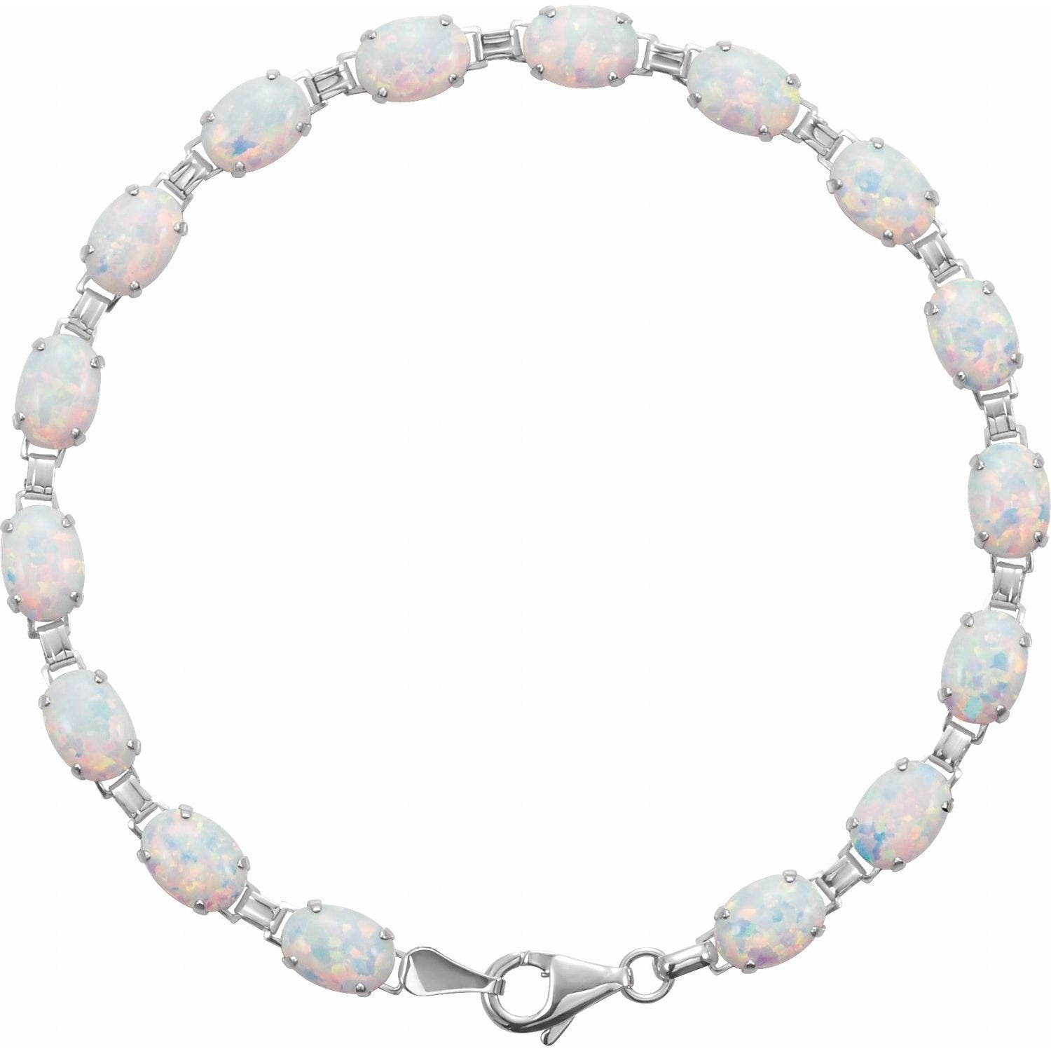lab-grown opal tennis bracelet in 14k White Gold