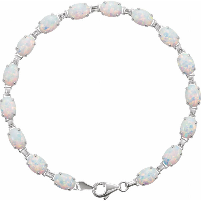 lab-grown opal tennis bracelet in 14k White Gold