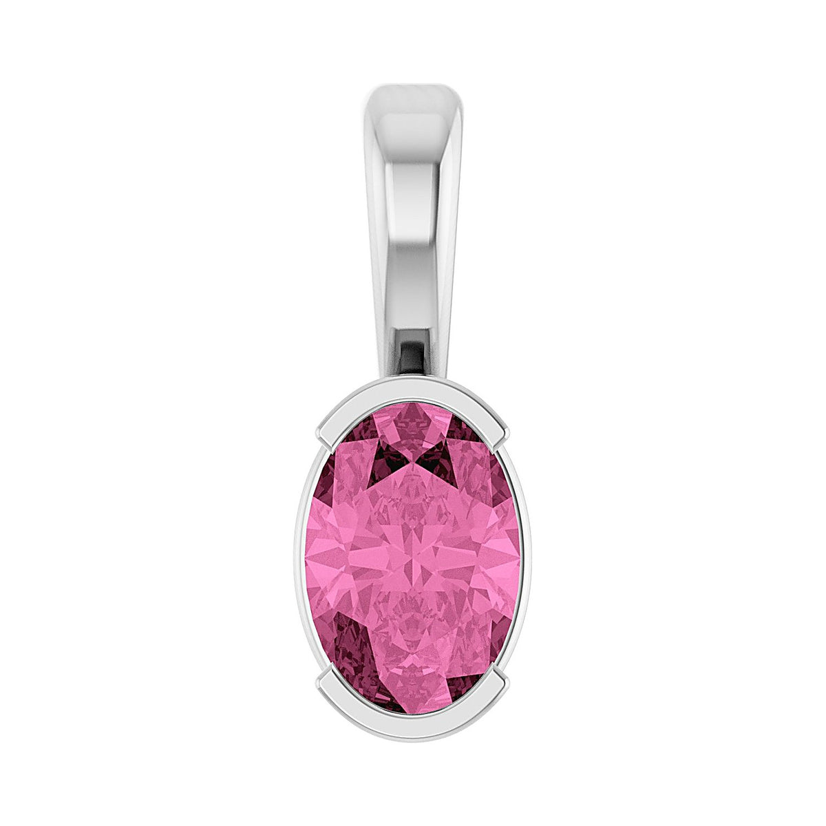 Lab-Grown Oval Pink Sapphire Pendant in 14K White Gold