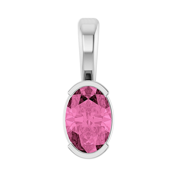 Lab-Grown Oval Pink Sapphire Pendant in 14K White Gold