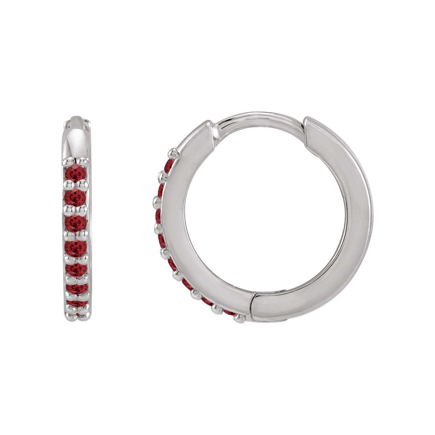14K White Gold round lab-grown ruby earrings