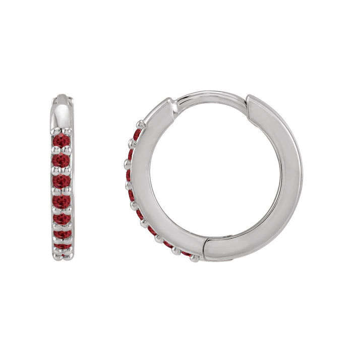 14K White Gold round lab-grown ruby earrings