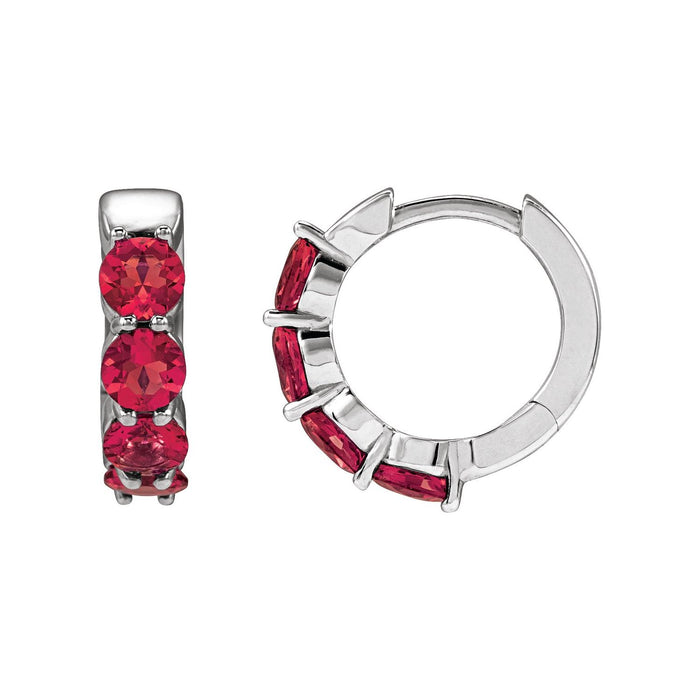 14K White Gold round lab-grown ruby earrings