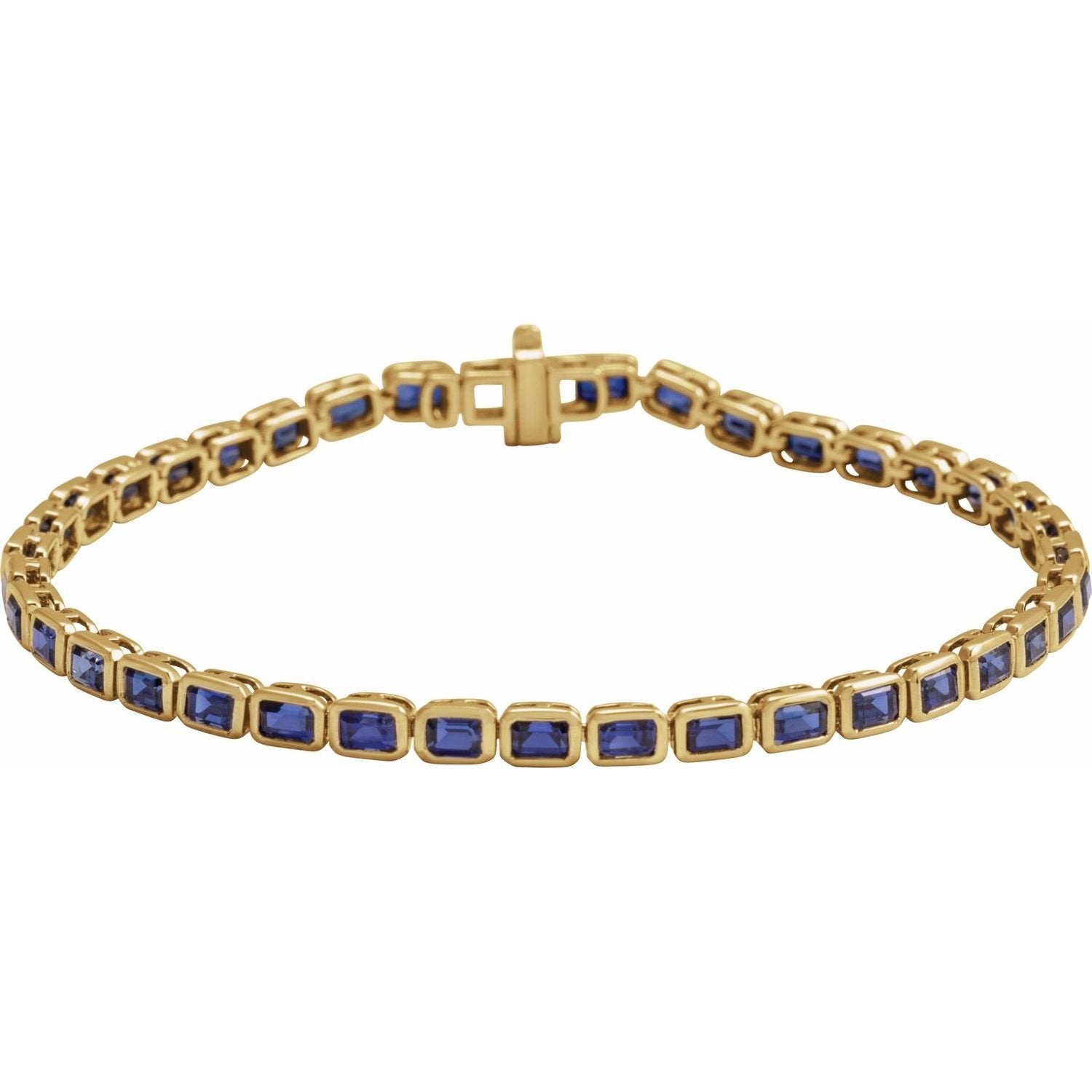 lab-grown sapphire tennis bracelet in 14k Yellow Gold