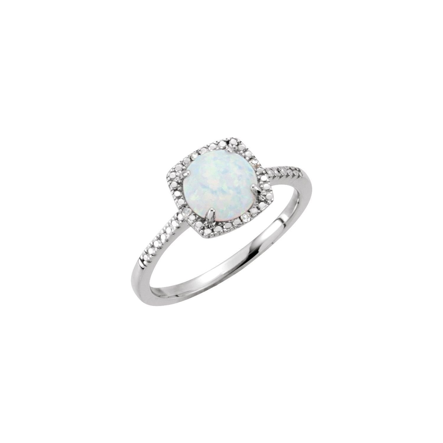 lab-grown white opal ring in sterling silver in Sterling Silver