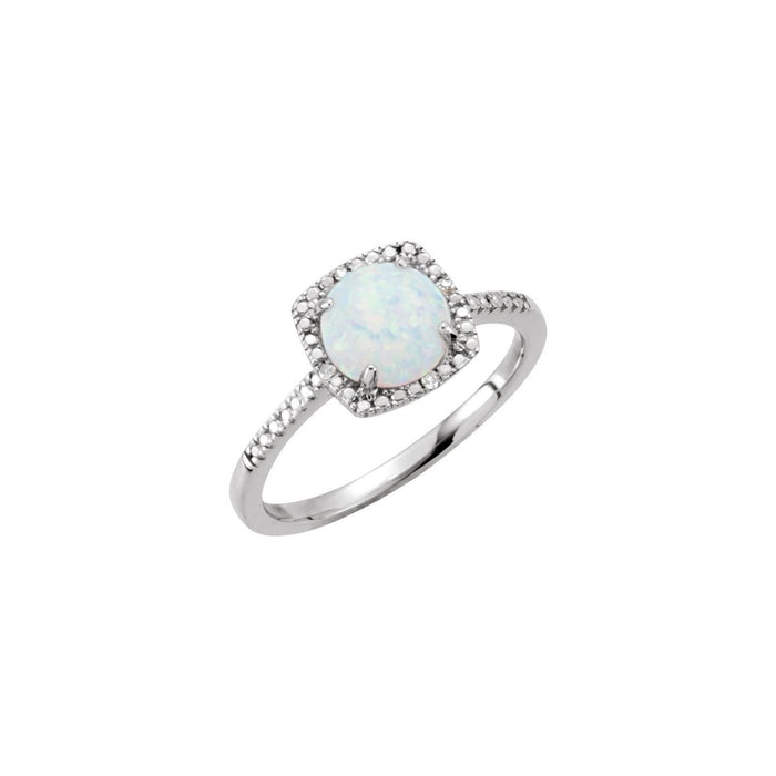 lab-grown white opal ring in sterling silver in Sterling Silver
