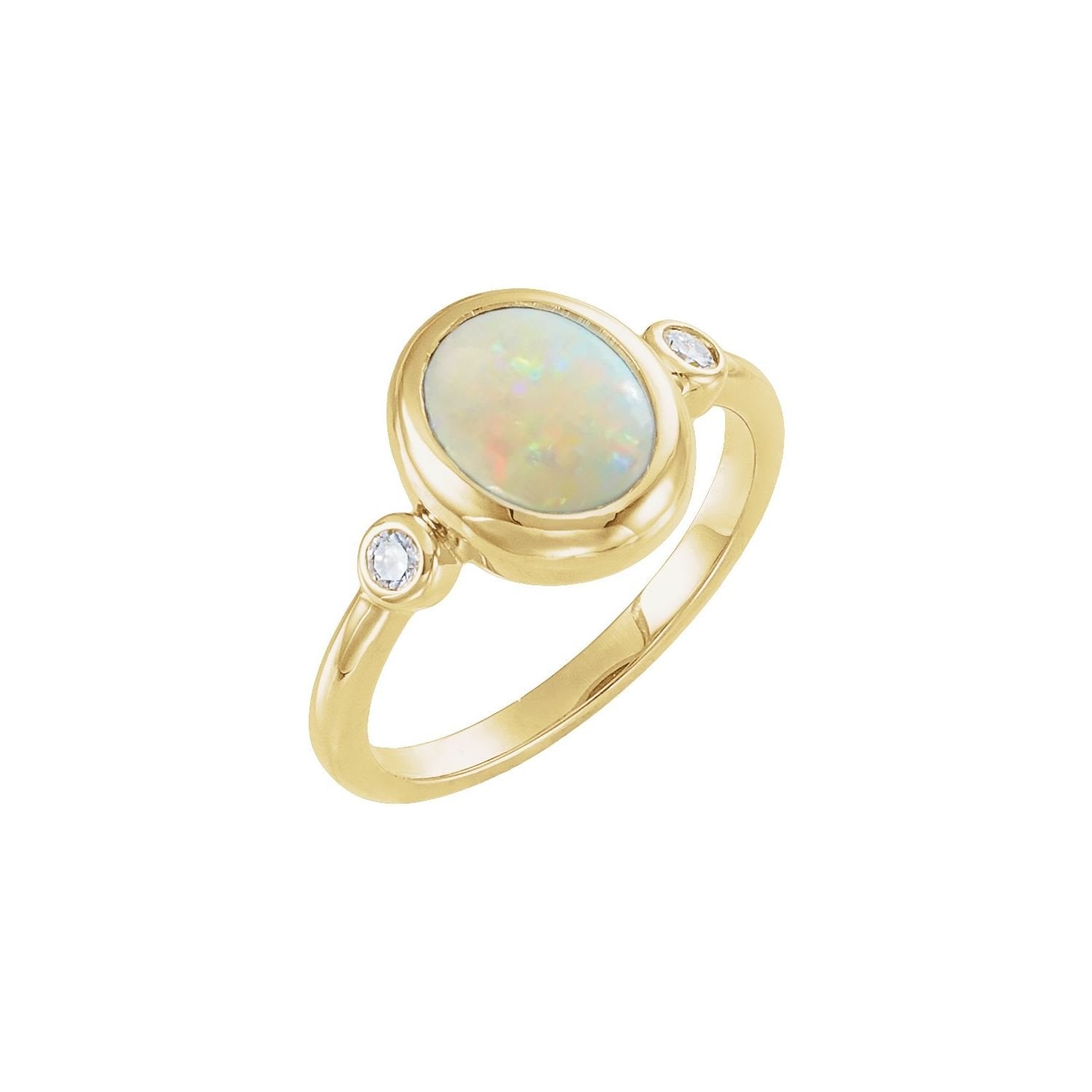 large oval ethiopian opal ring in 14k Yellow Gold