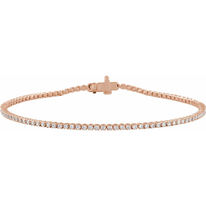Lightweight Line Lab-Grown Diamond Bracelet in 14K Rose Gold, 1 ct