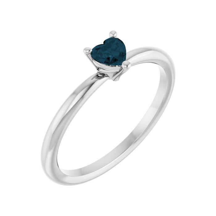 London Blue Topaz Heart Solitaire in 14K White Gold