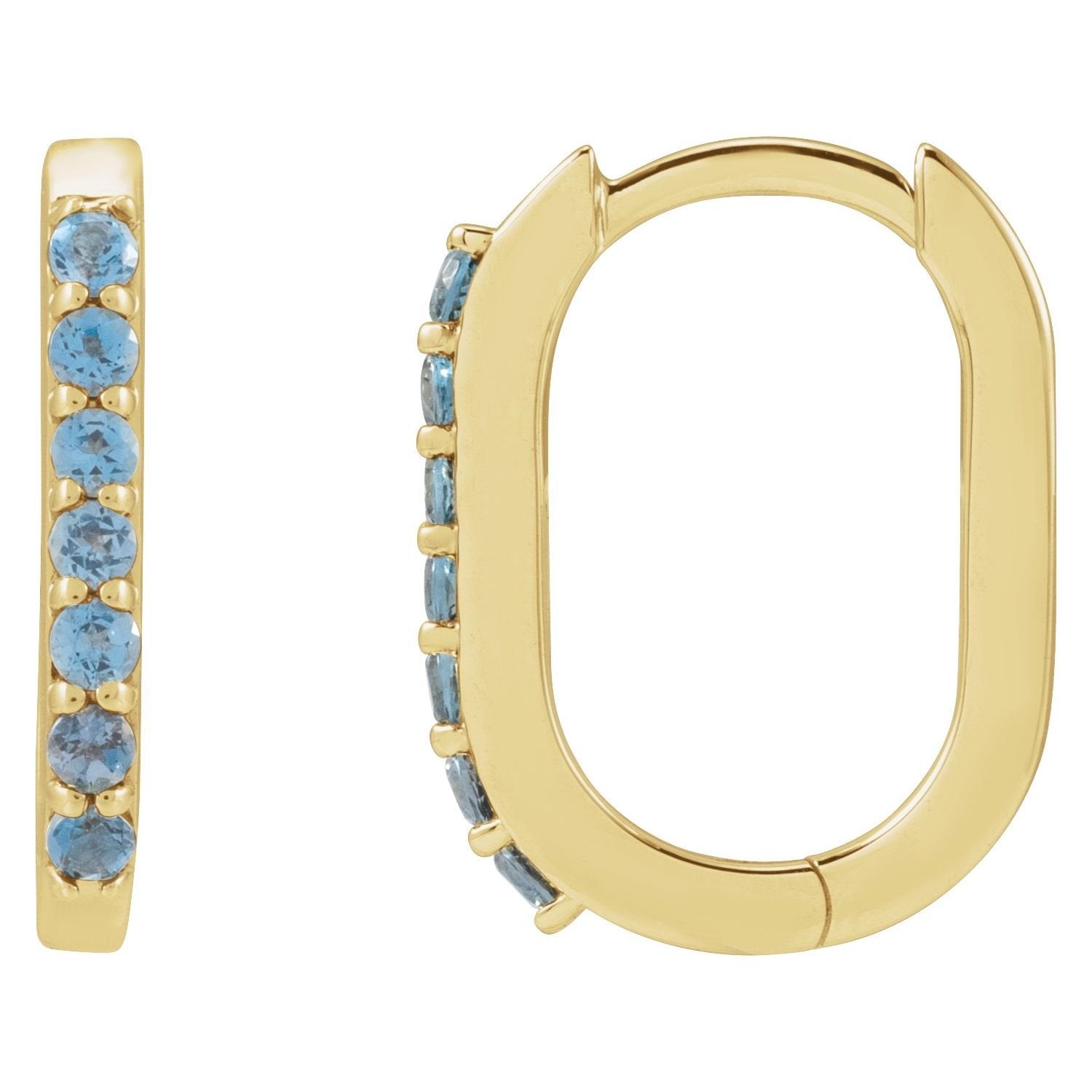 london blue topaz hoop earrings in 14k Yellow Gold