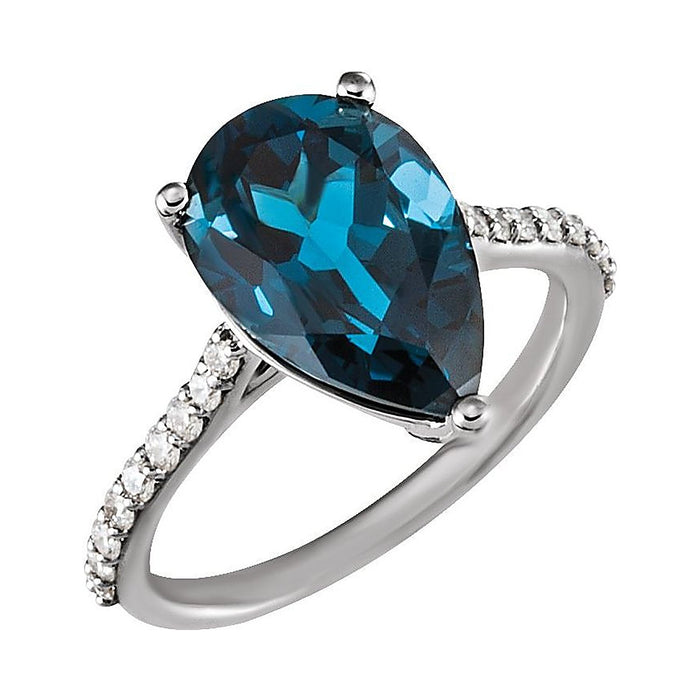 London Blue Topaz cocktail ring in 14K White Gold