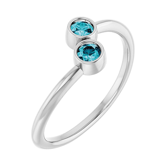 London Blue Topaz toi et moi two-stone ring in 14K White Gold