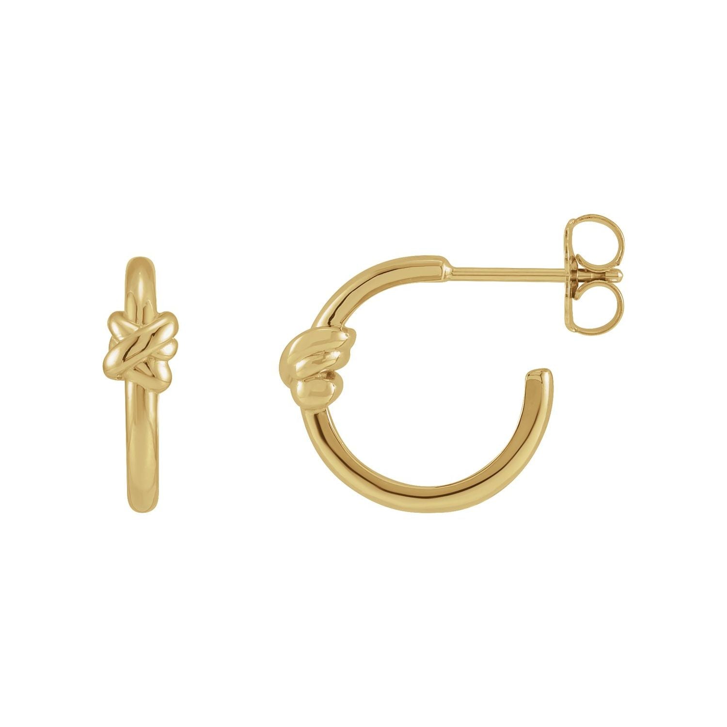 14K Yellow Gold Love Knot 14.96 mm gold hoop earrings