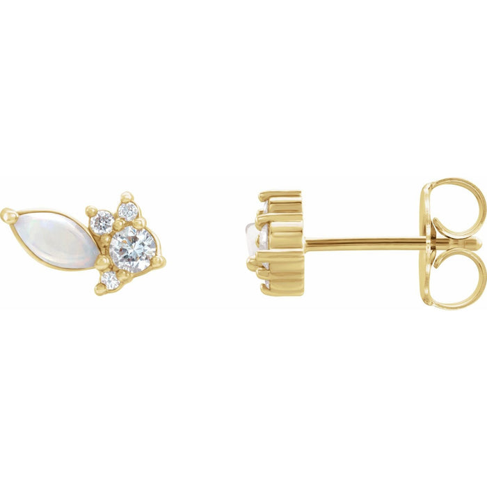 marquise australian white opal earrings in 14k Yellow Gold