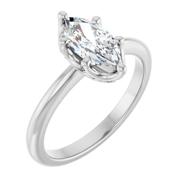 Marquise Lab-Grown Diamond Classic Solitaire engagement ring in 14K White Gold, shown with a 1.00 ct center