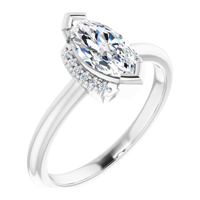 Marquise Lab-Grown Diamond Hidden-Halo Solitaire engagement ring in 14K White Gold, shown with a 1.00 ct center