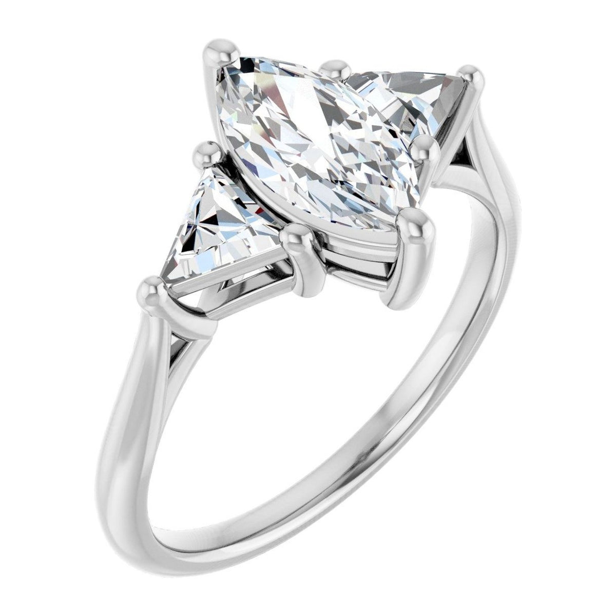 Marquise Lab-Grown Diamond Trillion-Side Three-Stone engagement ring in 14K White Gold, shown with a 1.00 ct center