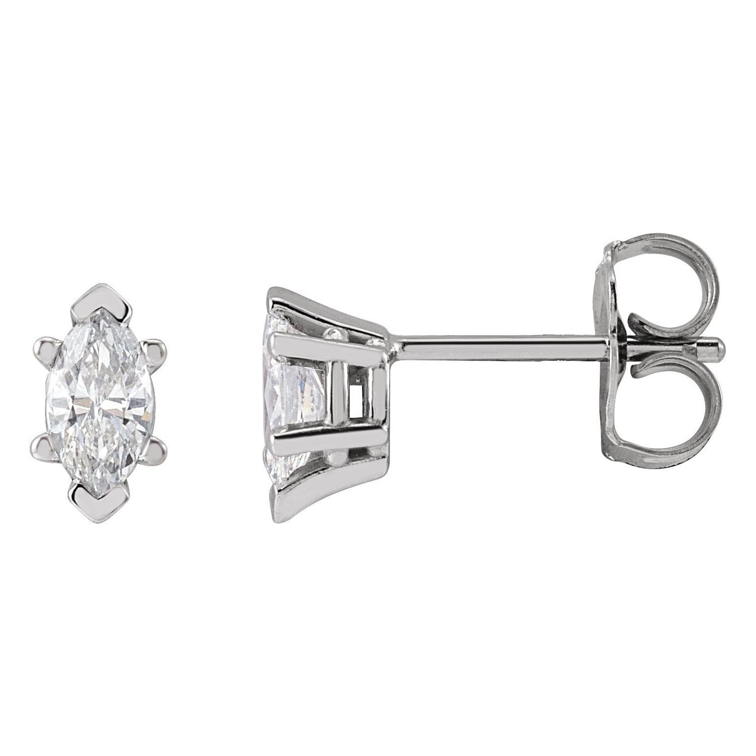 14K Yellow Gold marquise lab-grown diamond stud earrings