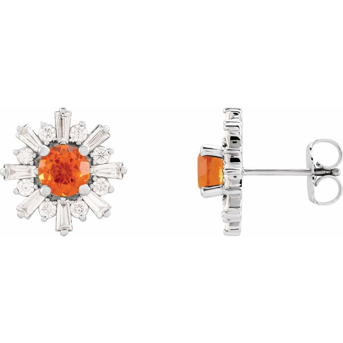 mexican fire opal earrings in 14k White Gold