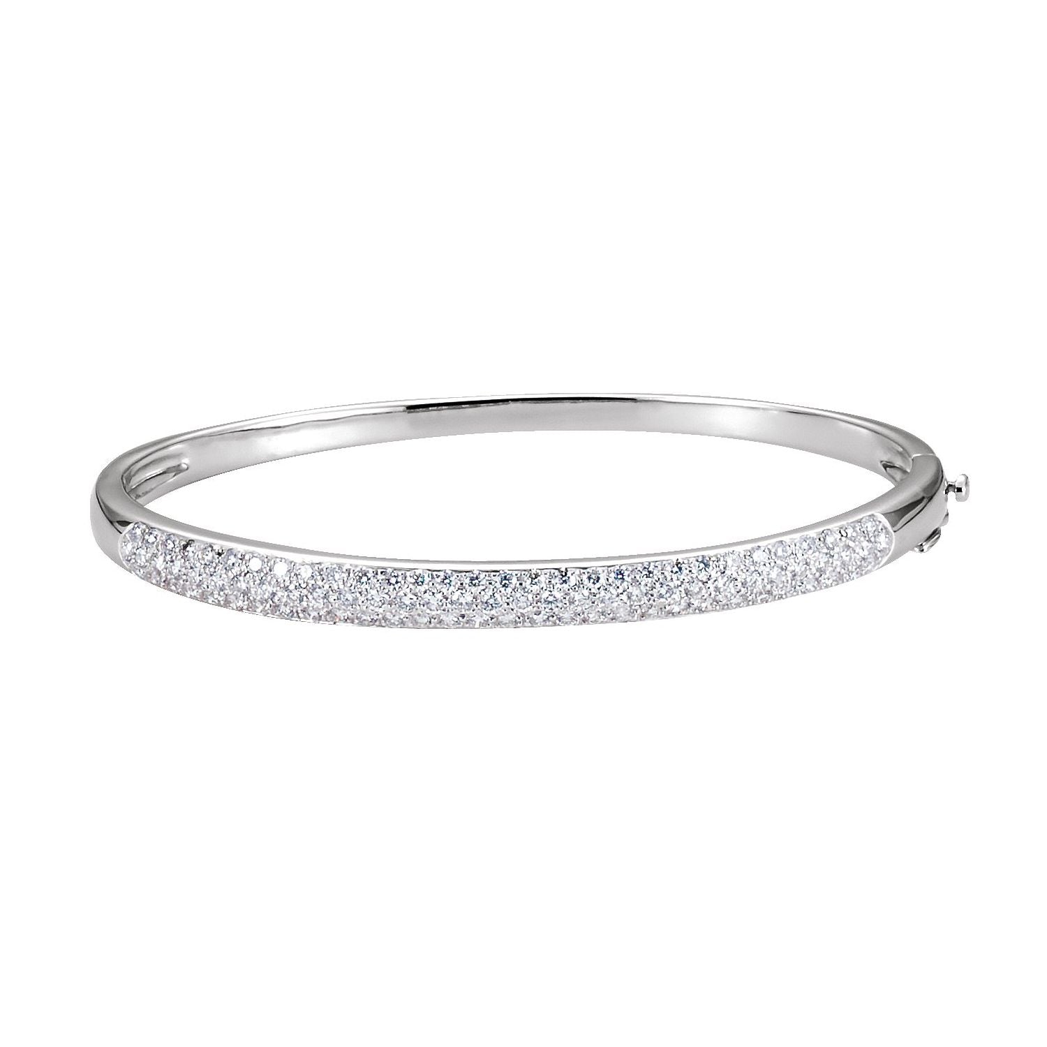 Milgrain Diamond Bangle Bracelet in White Gold