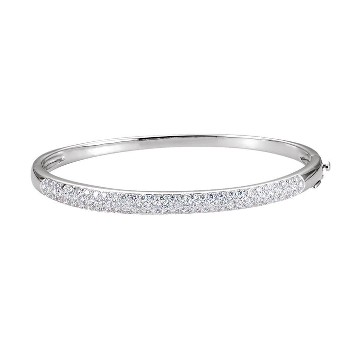 Milgrain Diamond Bangle Bracelet in White Gold