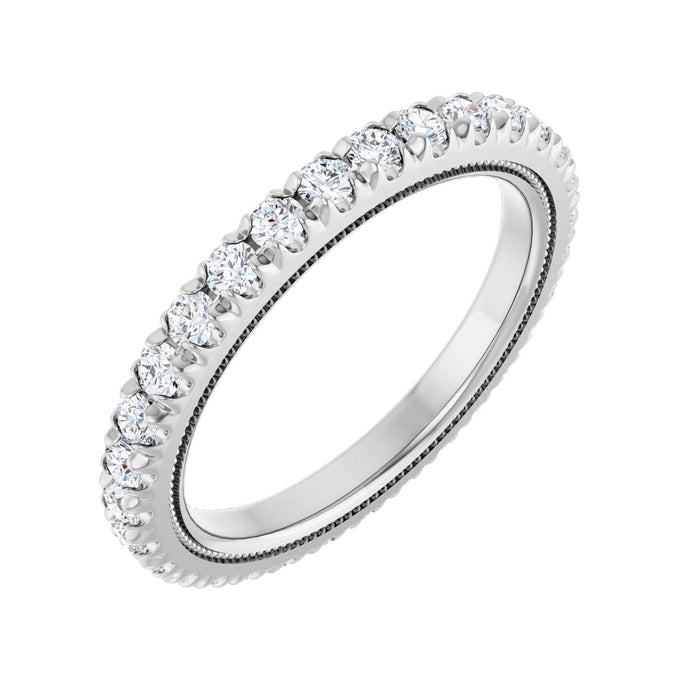 Milgrain French-Set Diamond Eternity Band in 14K White Gold