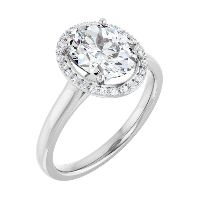 Oval 1.5 ct moissanite 14K White Gold classic halo moissanite engagement ring