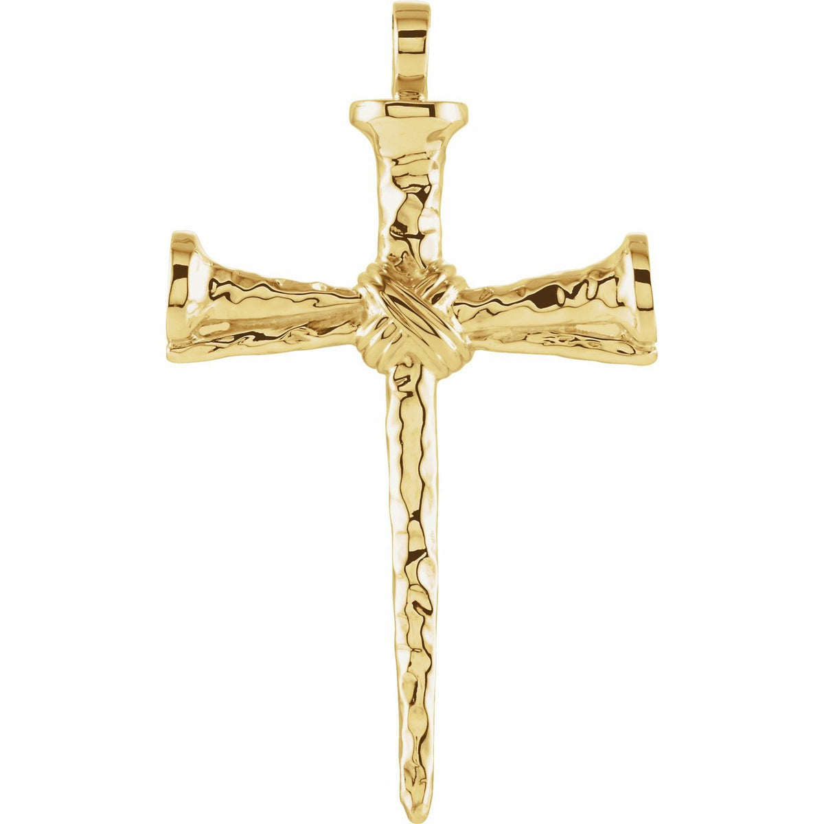 Nail Men's Cross Necklace in 14K Yellow Gold