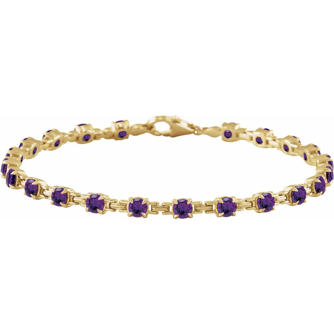 natural amethyst tennis bracelet in 14k Yellow Gold