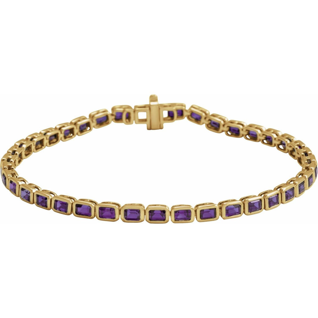 natural amethyst tennis bracelet in 14k Yellow Gold