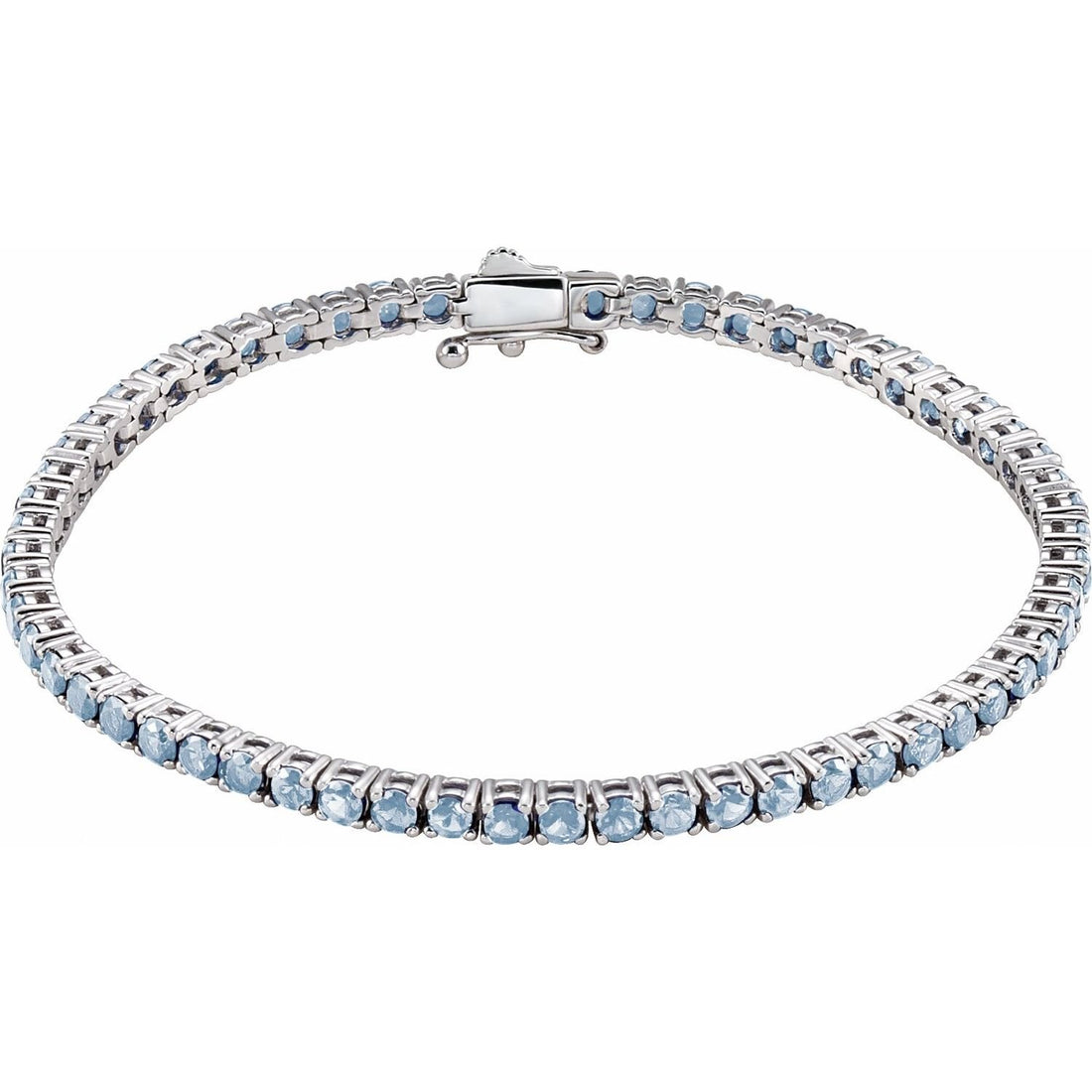 natural aquamarine tennis bracelet in 14k White Gold