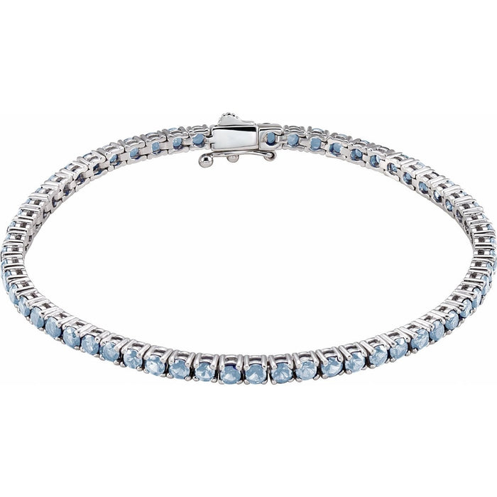 natural aquamarine tennis bracelet in 14k White Gold