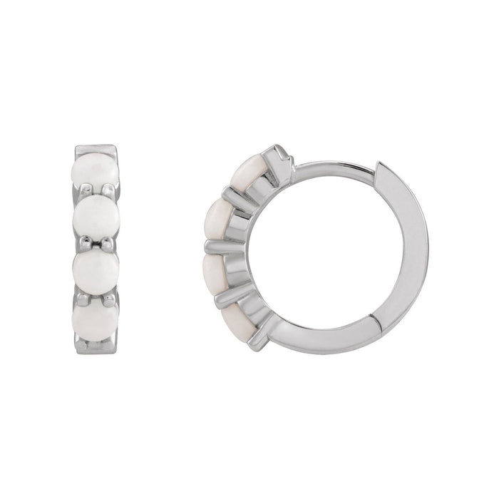 14K White Gold Australian white opal hinged hoop earrings, 14.7 mm