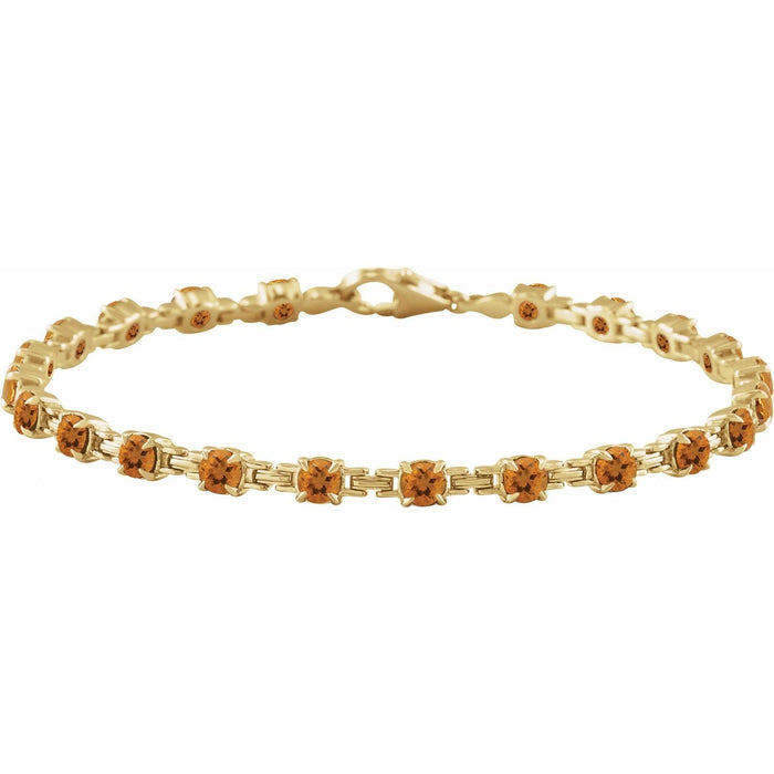 natural citrine tennis bracelet in 14k Yellow Gold